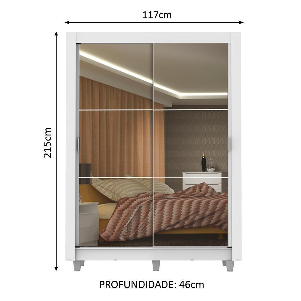 Guarda-roupa Solteiro Madesa Denver 2 Portas Correr Espelho - 2