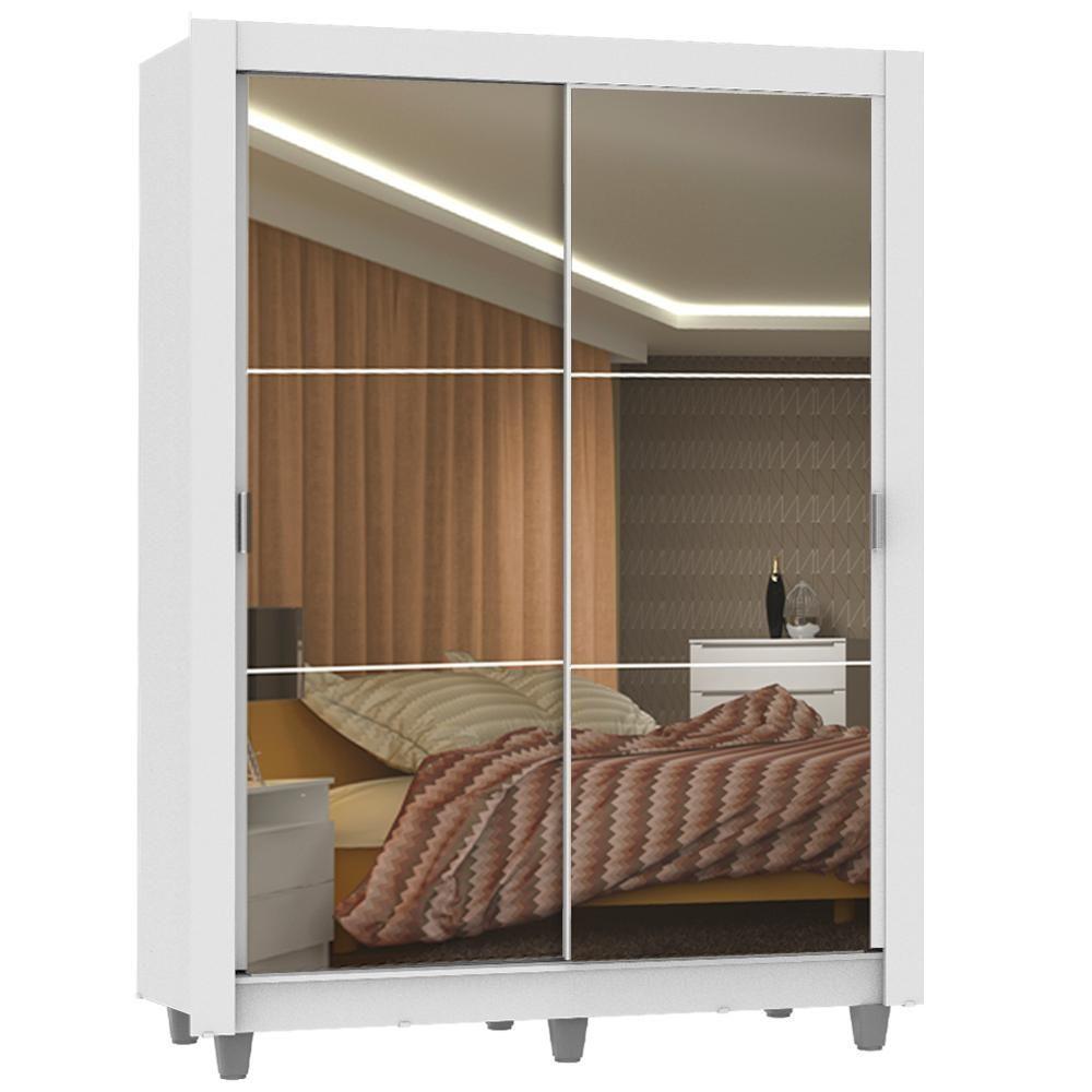 Guarda-roupa Solteiro Madesa Denver 2 Portas Correr Espelho - 4