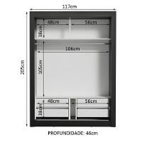 Guarda-roupa Solteiro Dallas Plus 2 Portas de Correr Madesa - 18