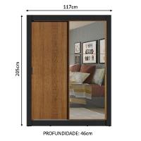 Guarda-roupa Solteiro Denver 2 Portas Correr Espelho Madesa - 7