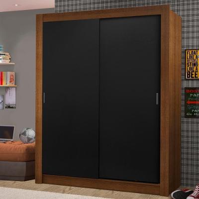 Guarda Roupa Solteiro Dallas 2 Portas de Correr 2 Gavetas Rustic-preto