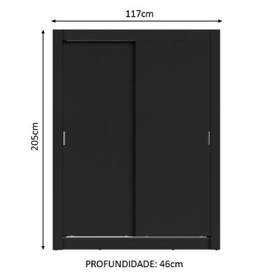 Guarda Roupa Solteiro Dallas 2 Portas de Correr 2 Gavetas Preto Madesa