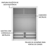 Guarda-roupa Solteiro Dallas Plus 2 Portas 4 Gavetas Madesa - 15
