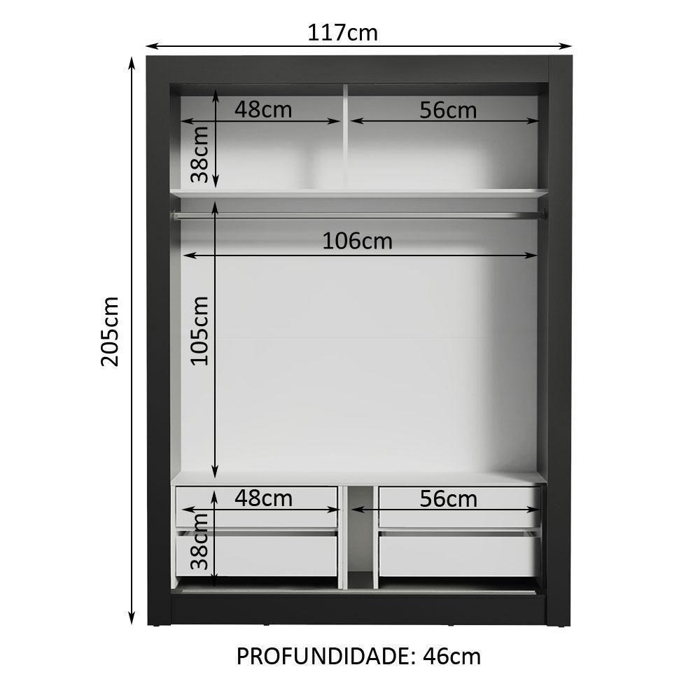 Guarda-roupa Solteiro Dallas Plus 2 Portas de Correr Madesa - 7