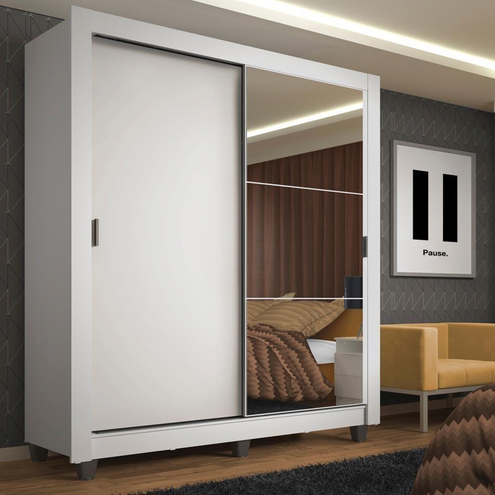 Guarda-roupa Solteiro Madesa Denver 2 Portas Correr Espelho - 1