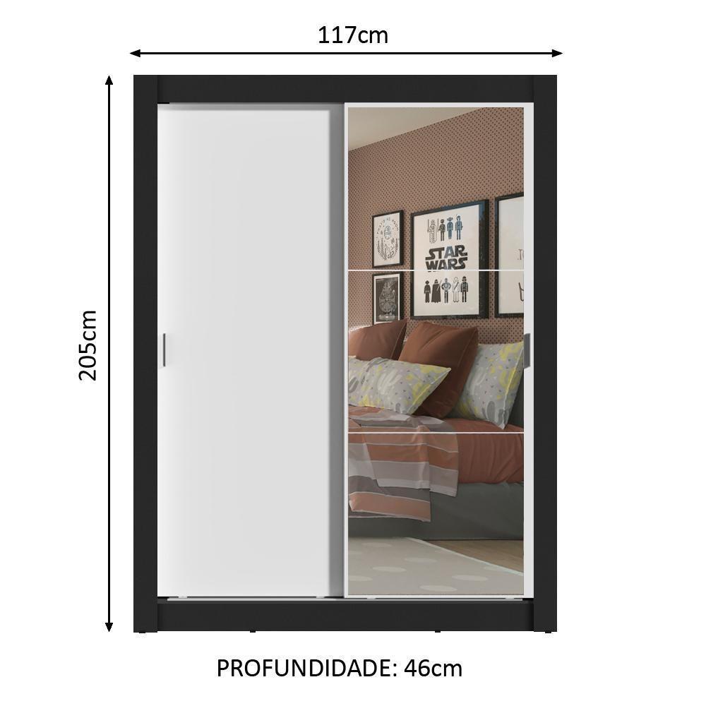 Guarda-roupa Solteiro Denver 2 Portas Correr Espelho Madesa - 5