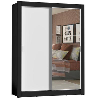 Guarda Roupa Solteiro Denver 2 Portas de Correr Preto-branco Madesa