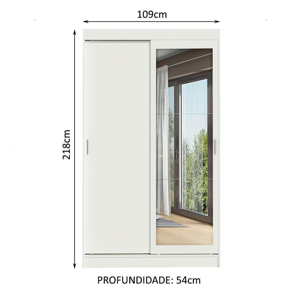 Guarda-roupa Solteiro Madesa Tokio 2 Portas De Correr Com Espelho 2 Gavetas Branco - 5
