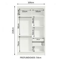 Guarda-roupa Solteiro Madesa Tokio 2 Portas De Correr Com Espelho 2 Gavetas Branco - 2