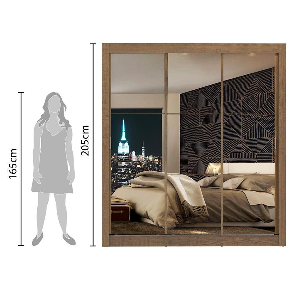 Guarda-Roupa Mônaco 3 Portas de Correr Espelho Rustic Madesa - 8