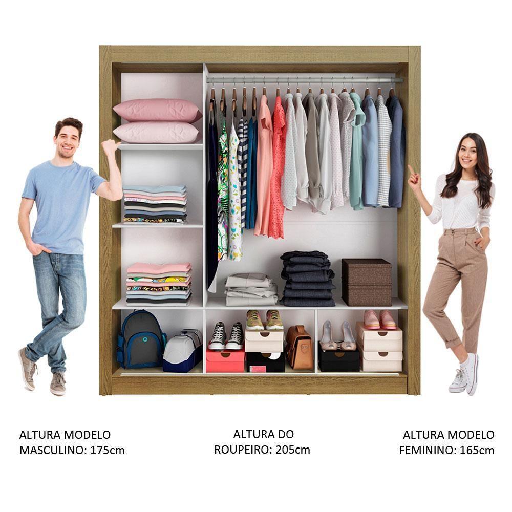 Guarda-Roupa Mônaco 3 Portas de Correr Espelho Rustic Madesa - 10