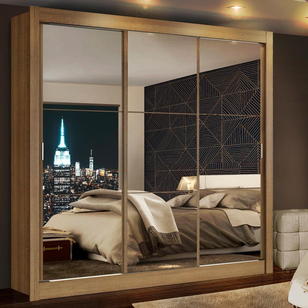 Guarda-Roupa Mônaco 3 Portas de Correr Espelho Rustic Madesa - 1