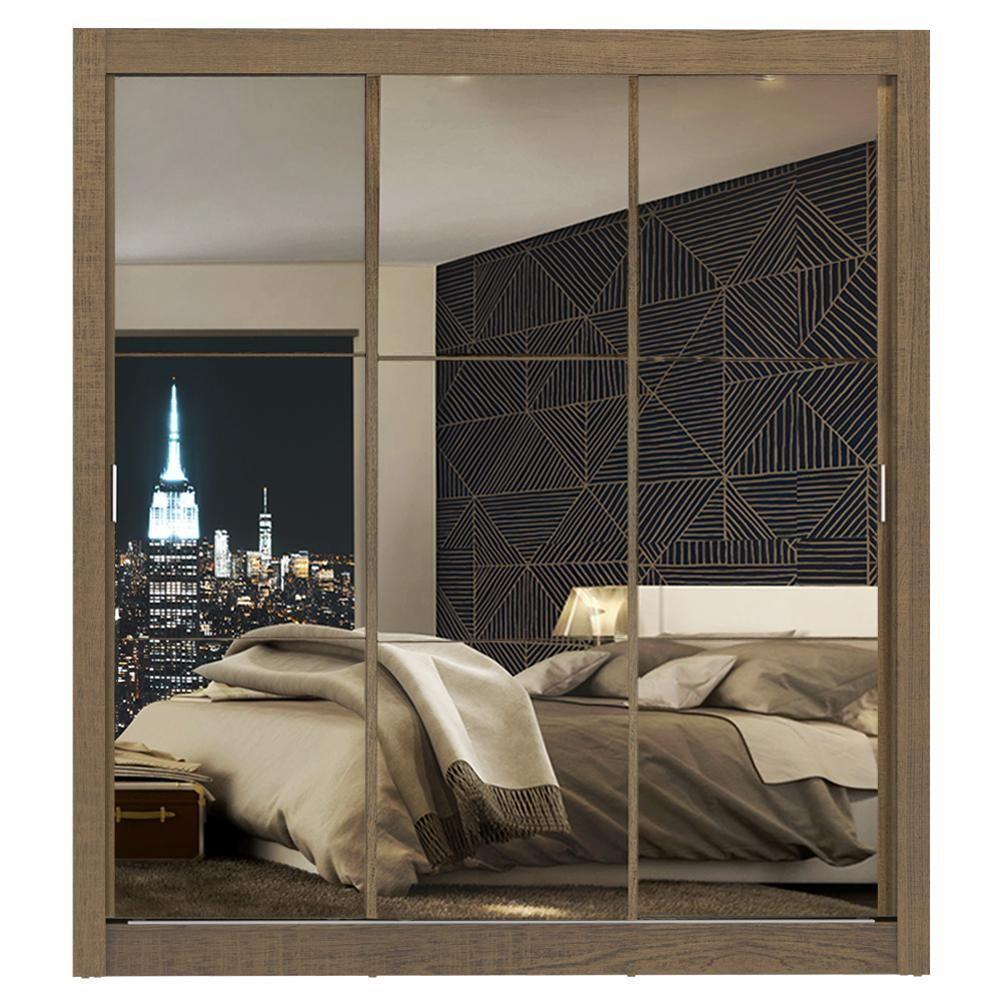 Guarda-Roupa Mônaco 3 Portas de Correr Espelho Rustic Madesa - 4