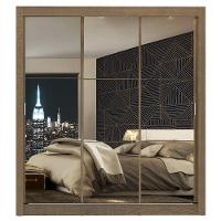 Guarda-Roupa Mônaco 3 Portas de Correr Espelho Rustic Madesa