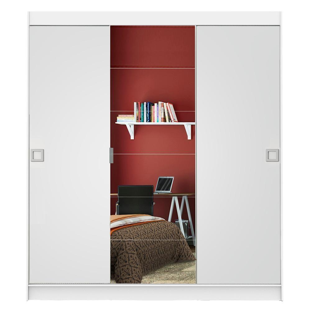 Guarda-Roupa Veneza 3 Portas Correr 1 Espelho Branco Madesa - 4