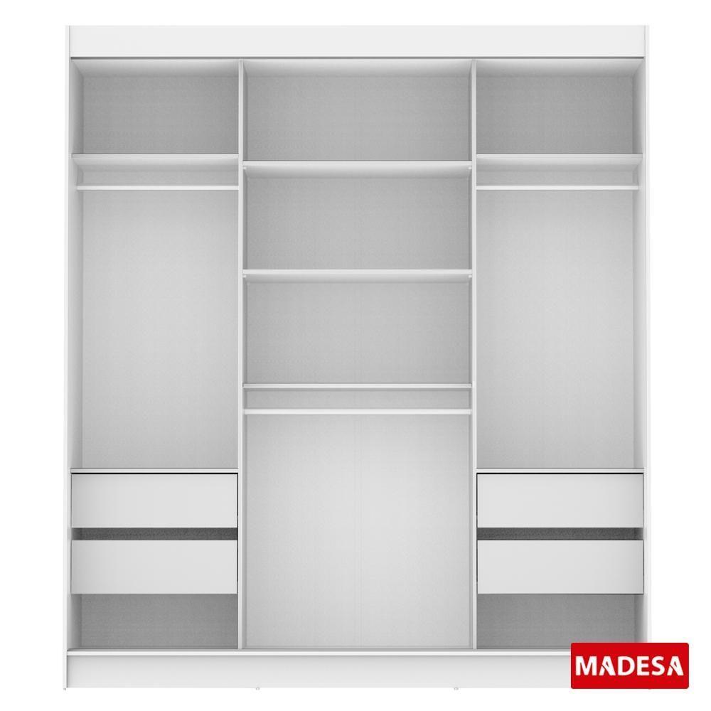 Guarda-Roupa Veneza 3 Portas Correr 1 Espelho Branco Madesa - 8