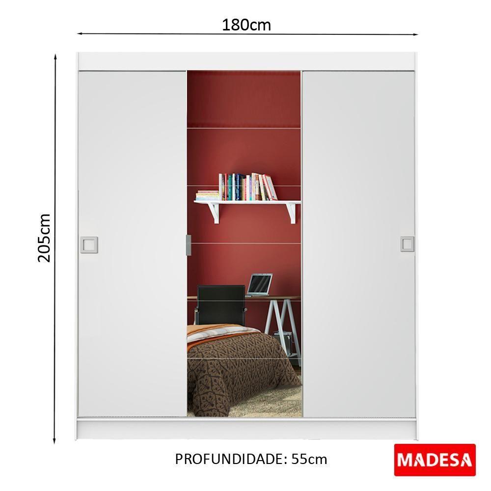 Guarda-Roupa Veneza 3 Portas Correr 1 Espelho Branco Madesa - 10
