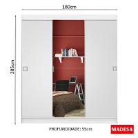 Guarda-Roupa Veneza 3 Portas Correr 1 Espelho Branco Madesa - 10