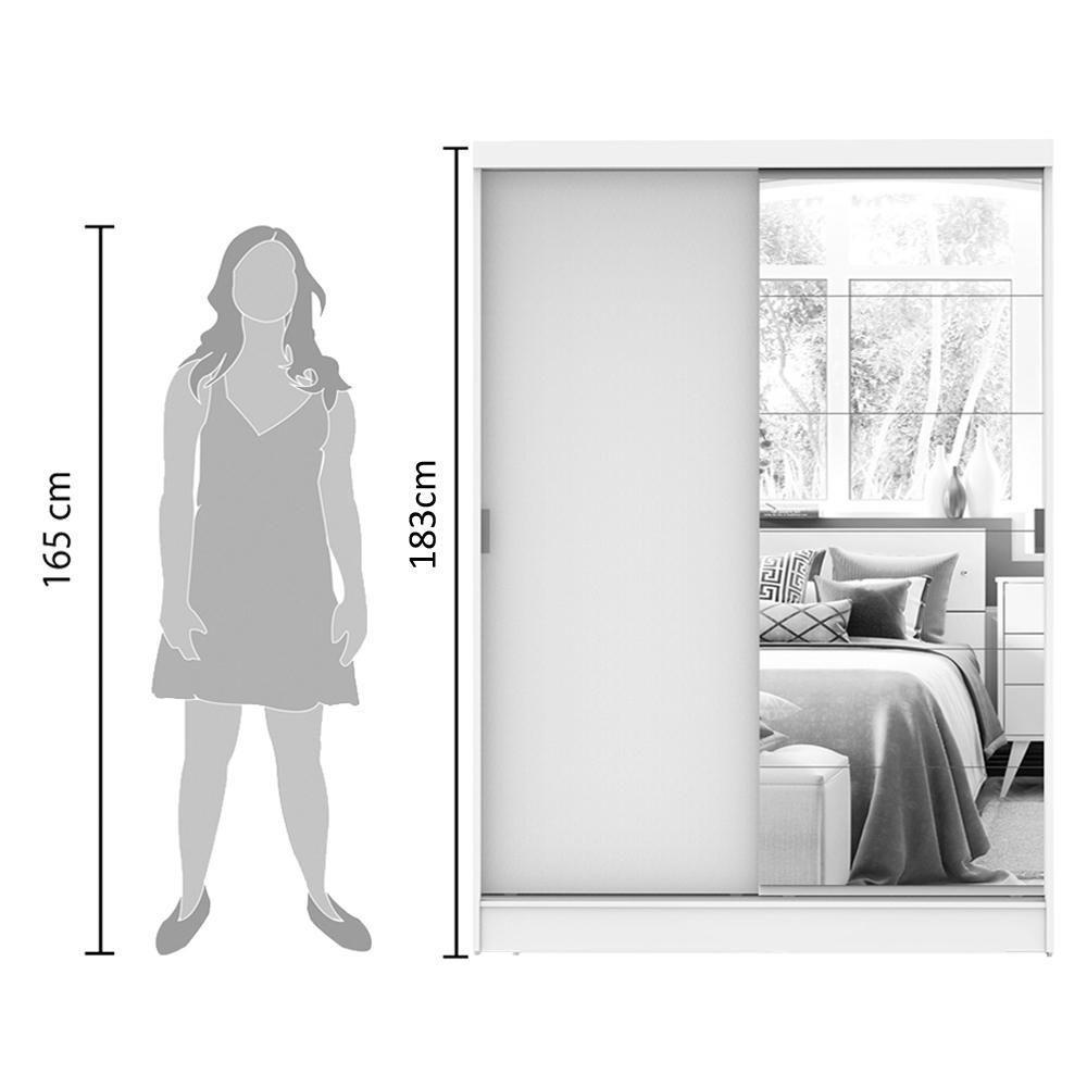 Guarda-Roupas Luke Espelho Branco 2 Portas Correr Madesa - 9