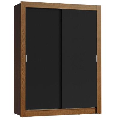 Guarda Roupa Solteiro Denver 2 Portas de Correr Rustic-preto MDP Madesa