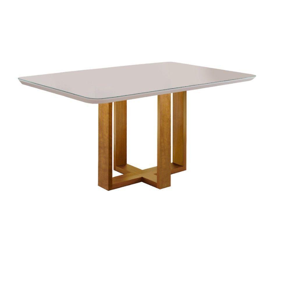 Mesa De Jantar 6 Lugares Lisy Com Tampo De Vidro 160cm - 1