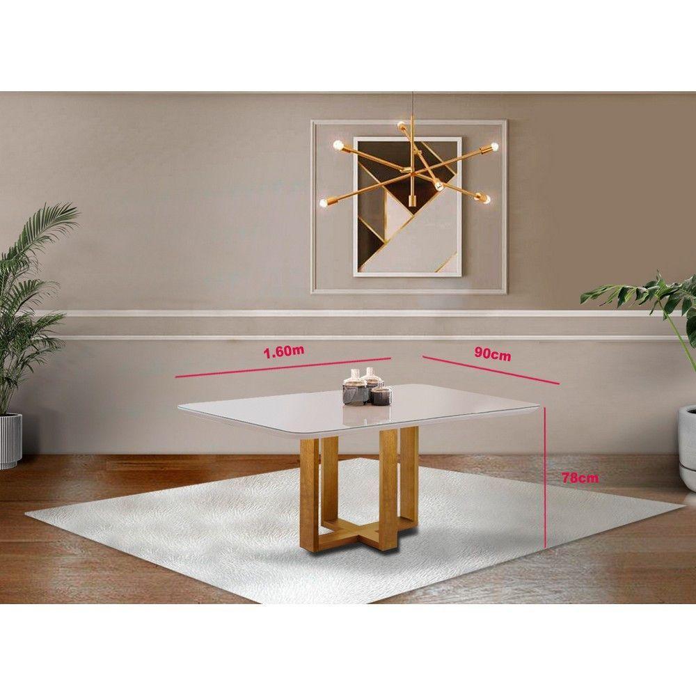 Mesa De Jantar 6 Lugares Lisy Com Tampo De Vidro 160cm - 3