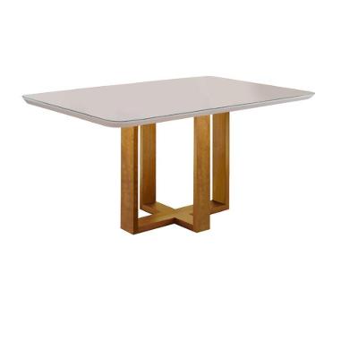 Mesa De Jantar 4 Lugares Lisy Com Tampo De Vidro 120cm