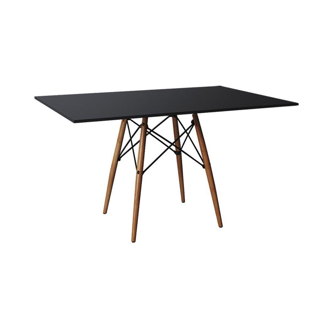 Mesa De Jantar Eiffel Retangular 120 Cm Tampo De Madeira Preta - 1