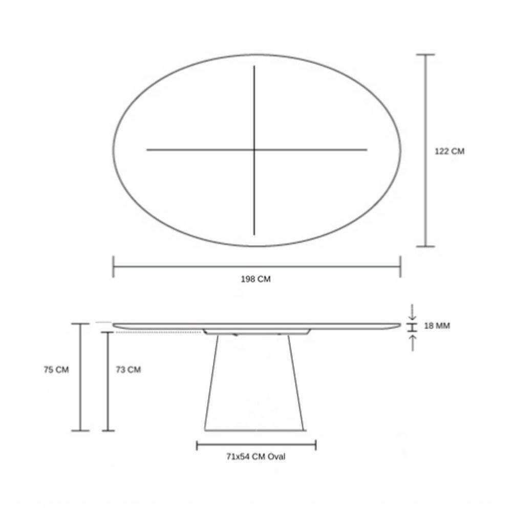 Mesa De Jantar Cone Oval 198x122 Cm Tampo Madeira  - 3