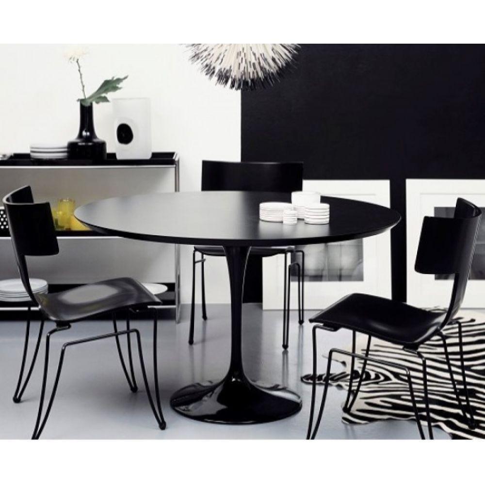 Mesa de Jantar Tulipa Redonda 130cm Laqueada Preto - 2