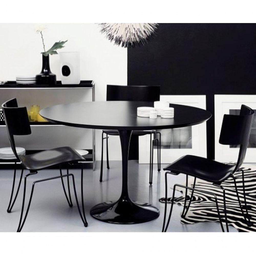 Mesa De Jantar Tulipa Redonda 107cm - Laqueada Preto - 2