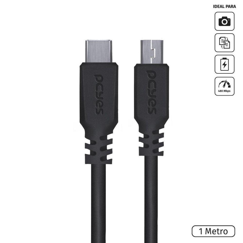 Cabo Usb Tipo C Para Mini Usb B 2.0 1m Preto - Pucmbp-1 - 2