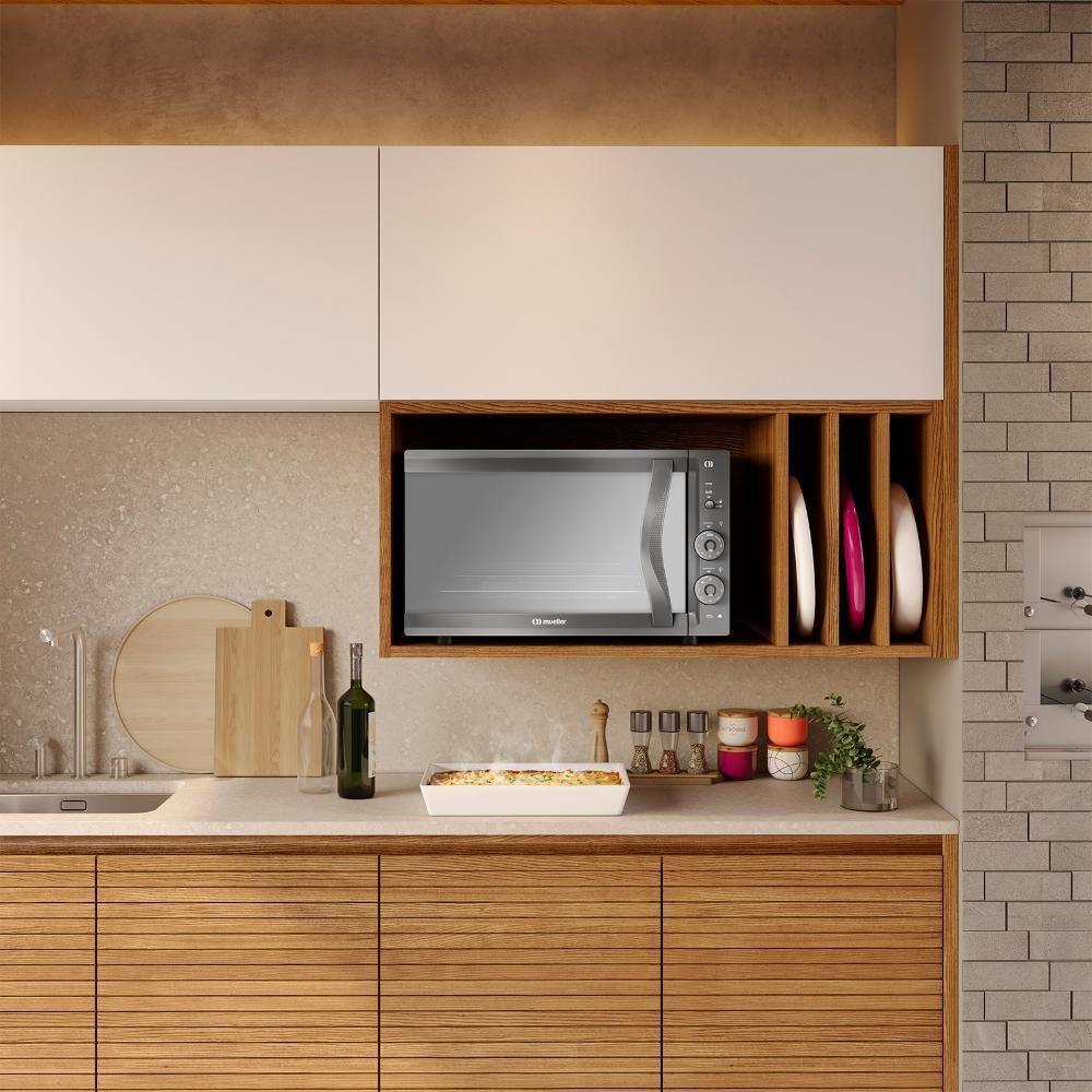 Forno Elétrico De Bancada Mueller Espelhado 50 Litros E Vidro Duplo MFB50F Cinza 220V - 2