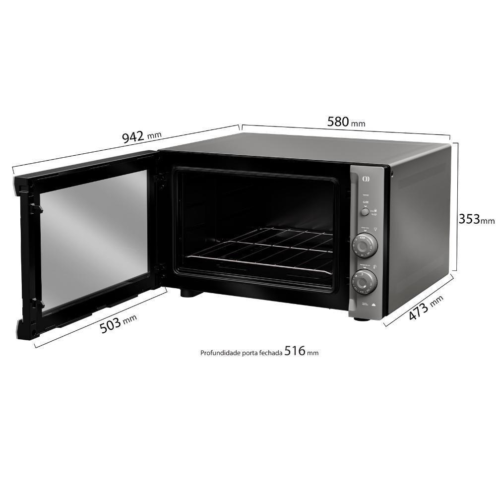 Forno Elétrico De Bancada Mueller Espelhado 50 Litros E Vidro Duplo MFB50F Cinza 220V - 7