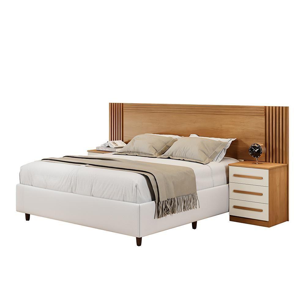 Cabeceira Casal Valência Extensível Com Mesa De Cabeceira Império Cinamomo Off White - 3