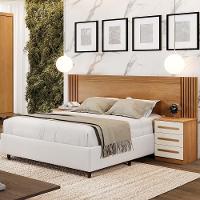 Cabeceira Casal Valência Extensível Com Mesa De Cabeceira Império Cinamomo Off White - 2