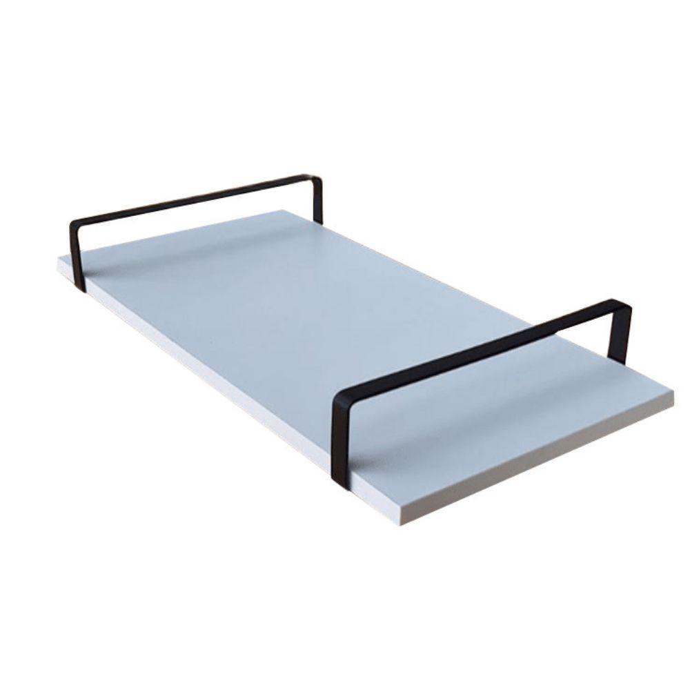 Bandeja Decorativa Branca Com Borda Infinita Alça Preta - 1