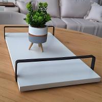 Bandeja Decorativa Branca Com Borda Infinita Alça Preta - 3