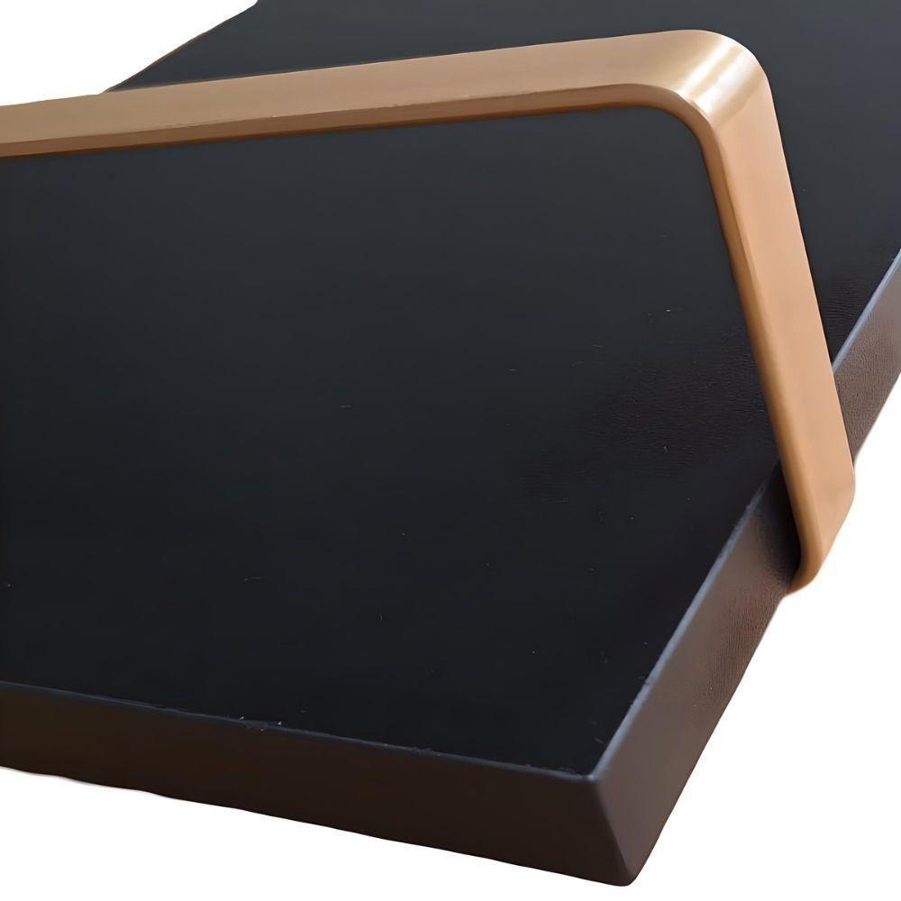Bandeja Decorativa Preta Com Borda Infinita Alça Cobre - 6