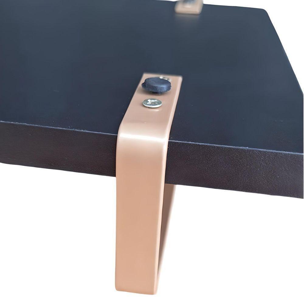 Bandeja Decorativa Preta Com Borda Infinita Alça Cobre - 7