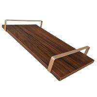 Bandeja Decorativa Castanho Com Borda Infinita Alça Cobre