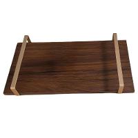 Bandeja Decorativa Castanho Com Borda Infinita Alça Cobre - 5