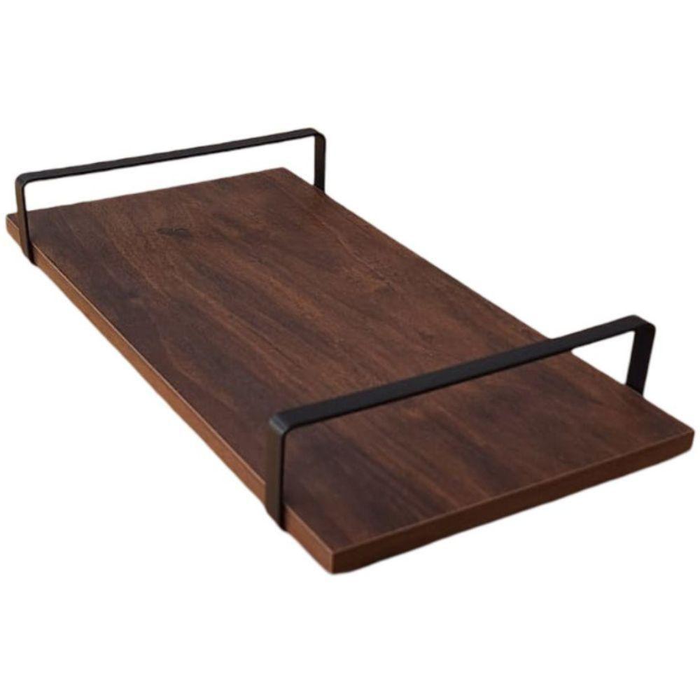Bandeja Decorativa Castanho Com Borda Infinita Alça Preta - 4