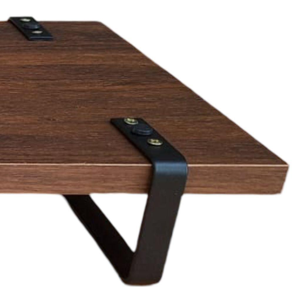 Bandeja Decorativa Castanho Com Borda Infinita Alça Preta - 7