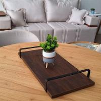 Bandeja Decorativa Castanho Com Borda Infinita Alça Preta - 2