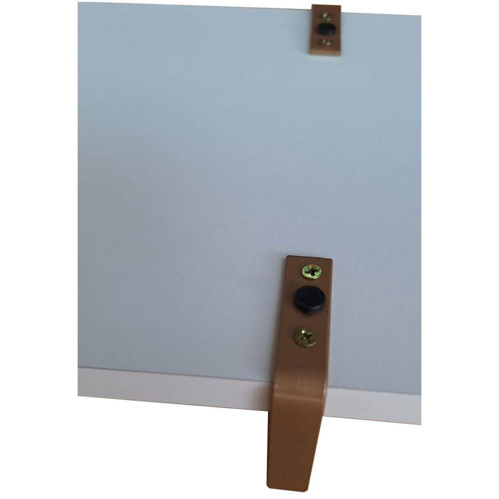 Bandeja Decorativa Branca Com Borda Infinita Alça Cobre - 7