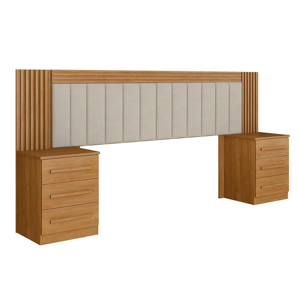 Cabeceira Casal Valência Estofada Extensível Com Mesa De Cabeceira Império Cinamomo - 1