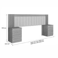 Cabeceira Casal Valência Estofada Extensível Com Mesa De Cabeceira Império Cinamomo - 3