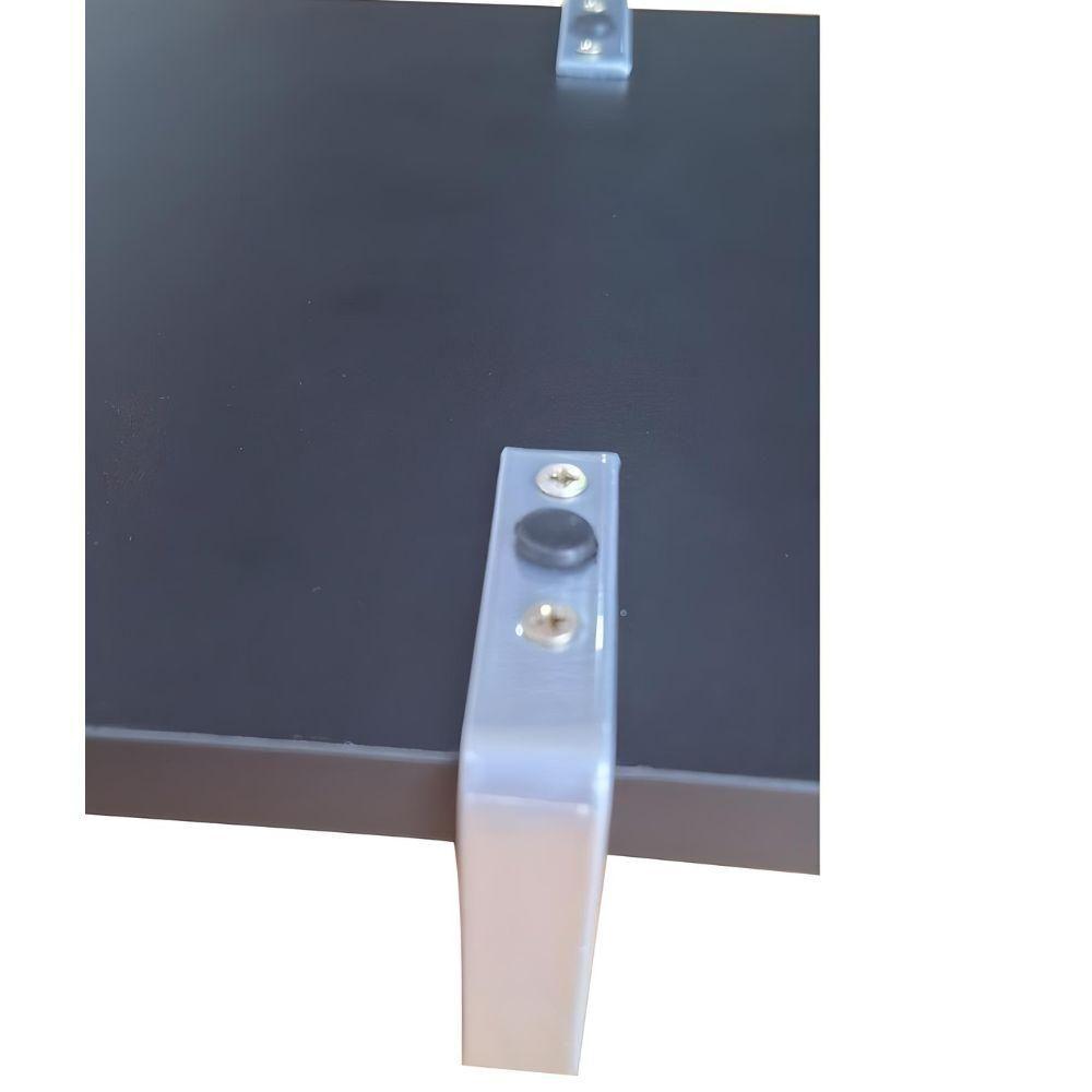 Bandeja Decorativa Preta Com Borda Infinita Alça Prata - 7