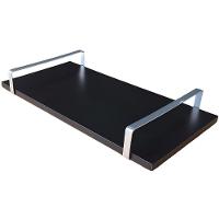 Bandeja Decorativa Preta Com Borda Infinita Alça Prata - 5